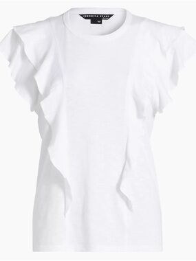 VERONICA BEARD Bea Short Sleeve White Tee XS